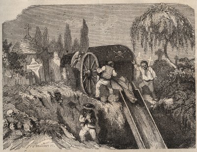 De begraafplaats van de Brest Bagne in de 19e eeuw. Gravure in 