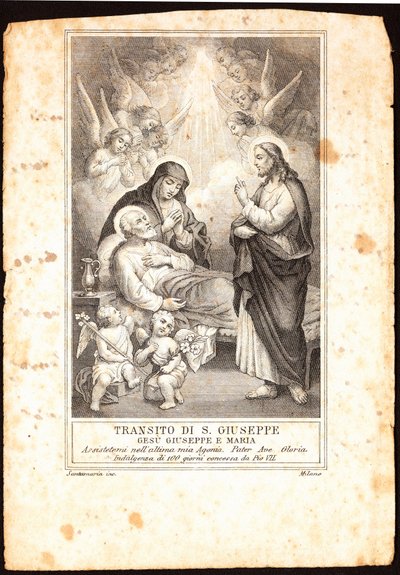 De dood van Sint Jozef. Vrome afbeelding. 19e eeuw Privécollectie door Anonymous Anonymous
