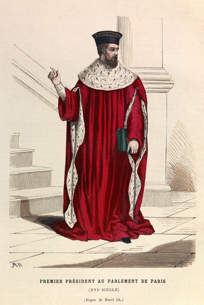 De eerste president van het Parlement van Parijs in de 16e eeuw onder het bewind van koning Hendrik III - privécollectie door Anonymous Anonymous