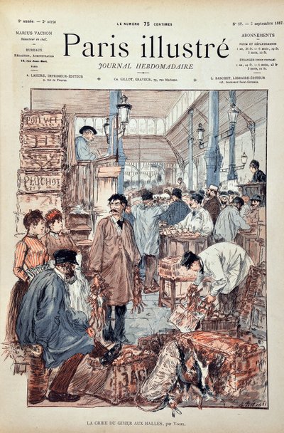 Het spel criee in de Halles de Paris in 1887 door Anonymous Anonymous