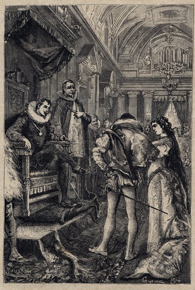 Het huwelijk van Giulia Farnese met Orsino Orsini in het huis van Rodrigo Borgia 1489 - gravure uit 