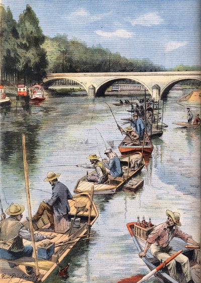 De opening van de visserij. Gravure uit de krant "Le Petite Parisien", op 21/06/1908. Privécollectie. door Anonymous Anonymous