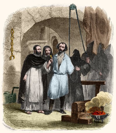De kwestie van het touw in de 16e eeuw. Illustratie in 
