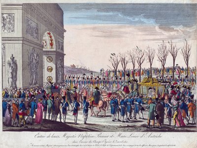 De huwelijksstoet van Napoleon en Marie-Louise langs de Champs Elysees op 2 april 1810 door Anonymous Anonymous