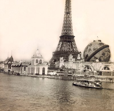 Wereldtentoonstelling van 1900 - Exposition Universelle de 1900 in Parijs: De Hemelbol en de Eiffeltoren - privécollectie door Anonymous Anonymous