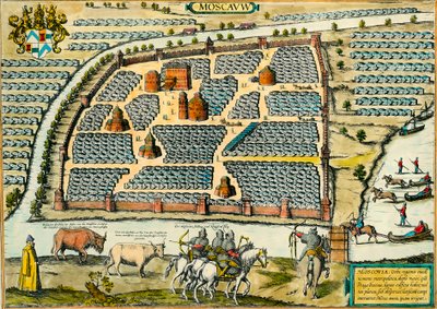 Uitzicht op Moskou in de Middeleeuwen. Gravure. Privécollectie. door Anonymous Anonymous