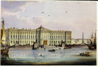 Buitenaanzicht van de Keizerlijke Academie voor Beeldende Kunsten in Sint-Petersburg door Anonymous Anonymous