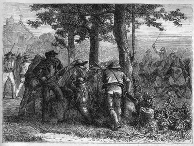 Oorlog van de Franse Revolutie en bewegingen tegen revolutionairen: belegering en inname van de stad Lyon door het Franse Republikeinse leger op 9 oktober 1793 tegen de royalistische troepen. Gravure uit 1866 in 