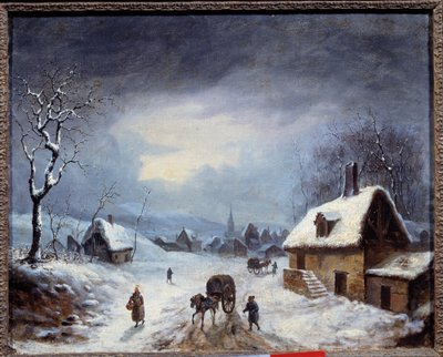 Winterlandschap. Een koets op een met sneeuw bedekte weg door Anonymous Anonymous