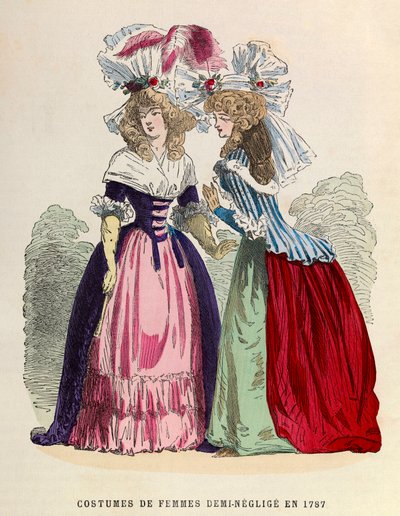 Vrouwelijke kostuums half - negligé in 1787 - privécollectie door Anonymous Anonymous