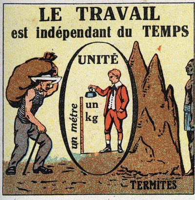 Werk en kracht: werk is tijdsafhankelijk. Anonieme illustratie uit 1925. Privécollectie. door Anonymous Anonymous
