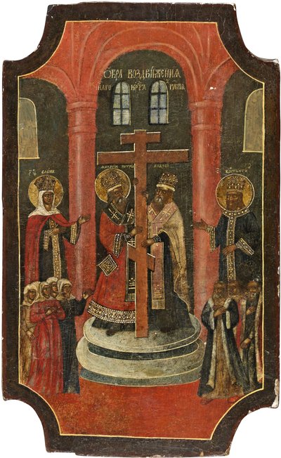 Verheffing van het Heilige Kruis door Anonymous Russian icon painter