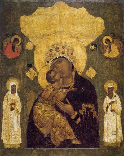Moeder Gods van Volokolamsk, 16e eeuw door Anonymous Russian icon painter