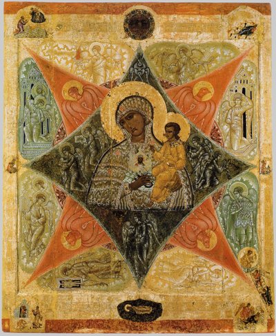 Moeder Gods van de brandende struik door Anonymous Russian icon painter