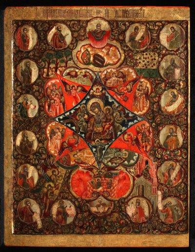 Moeder Gods van de brandende struik, 17e eeuw door Anonymous Russian icon painter