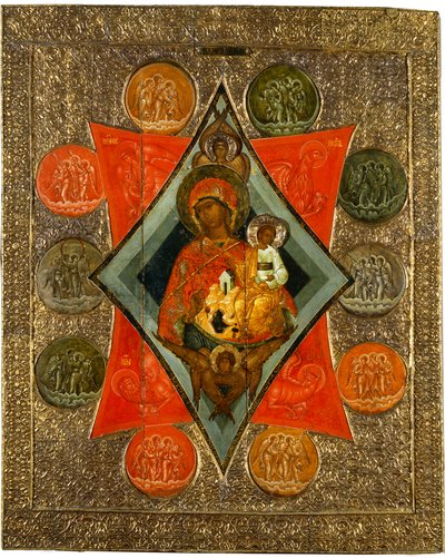 Moeder van God van de Brandende Braamstruik, midden 16e eeuw door Anonymous Russian icon painter