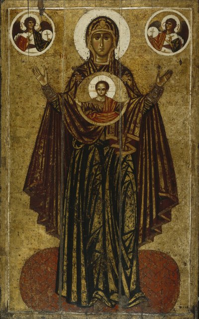 Onze Lieve Vrouw van de Grote Panagia Orante, begin 13e eeuw door Anonymous Russian icon painter
