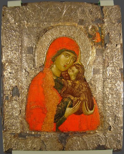 Sint Anna en Maria als kind, 14e eeuw door Anonymous Russian icon painter