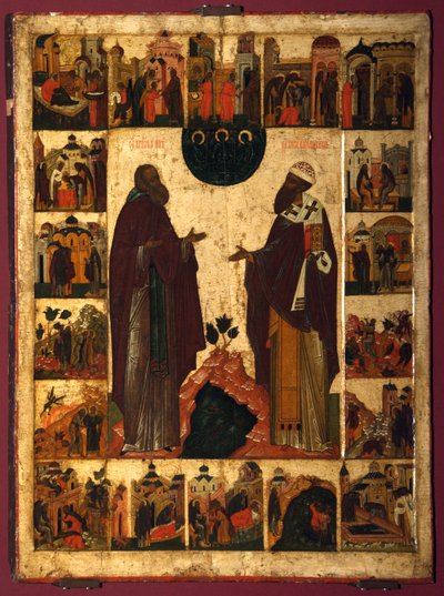 Sint Cyrillus van Witte Meer en Sint Cyrillus van Alexandrië, tweede helft van de 16e eeuw door Anonymous Russian icon painter