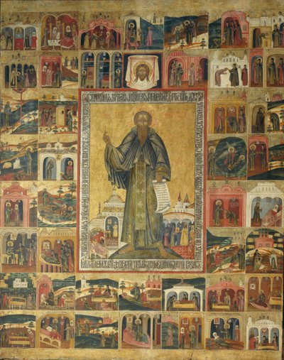 Sint Cyril van het Witte Meer met scènes uit zijn leven, 17e eeuw door Anonymous Russian icon painter