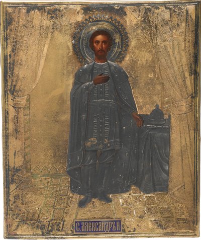 Heilige Grootvorst Alexander Nevski, 19e eeuw door Anonymous Russian icon painter