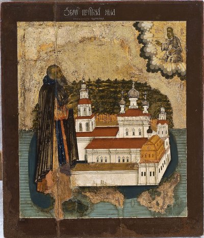 Sint Nilus van het Seligermeer, 18e eeuw door Anonymous Russian icon painter