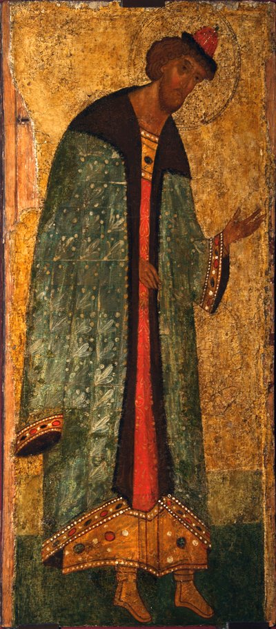 Heilige Prins Boris, 15e eeuw door Anonymous Russian icon painter