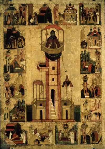 Sint Symeon de Stijliet met scènes uit zijn leven, 16e eeuw door Anonymous Russian icon painter