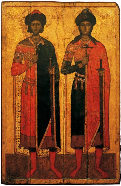 Heiligen Boris en Gleb door Anonymous Russian icon painter