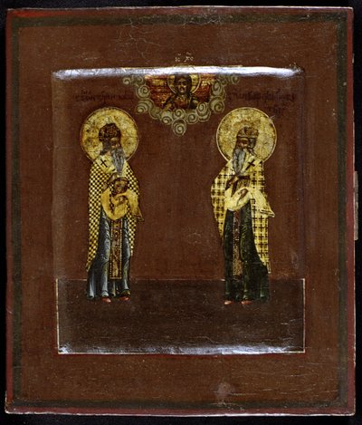Heiligen Gurias van Kazan en Varsonofius van Tver, 17e eeuw door Anonymous Russian icon painter