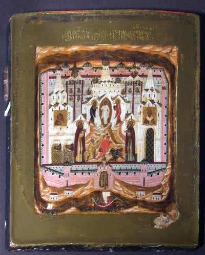 Heiligen Zosima en Savvatiy van Solovki, begin 17e eeuw door Anonymous Russian icon painter