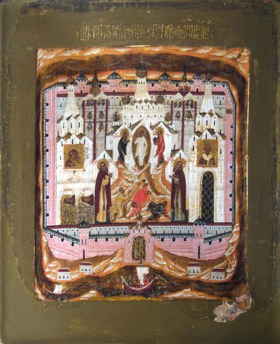 Heiligen Zosima en Savvatiy van Solovki, Begin 17e eeuw door Anonymous Russian icon painter