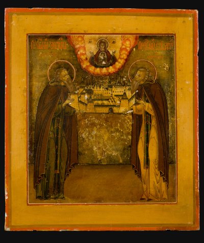 Heiligen Zosima en Savvatiy van Solovki door Anonymous Russian icon painter