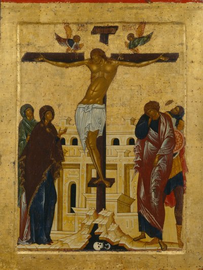 De kruisiging, 1497 door Anonymous Russian icon painter