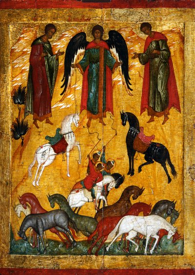 Het wonder van Florus en Laurus, begin 16e eeuw door Anonymous Russian icon painter