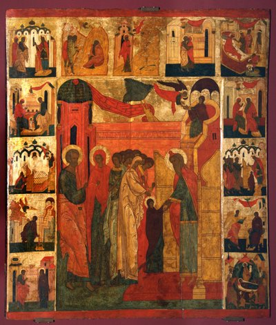 De Presentatie van de Maagd Maria, 16e eeuw door Anonymous Russian icon painter