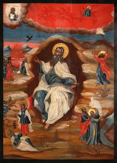 De profeet Elia in de wildernis, laat 18e eeuw door Anonymous Russian icon painter