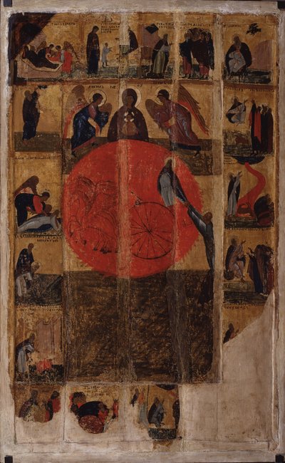 De profeet Elia met scènes uit zijn leven, eind 14e eeuw door Anonymous Russian icon painter