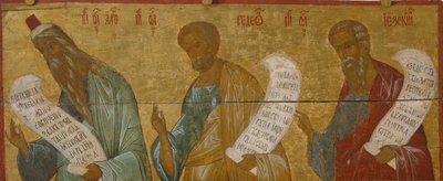 De profeten Aaron, Gideon en Ezechiël, ca. 1502-1503 door Anonymous Russian icon painter