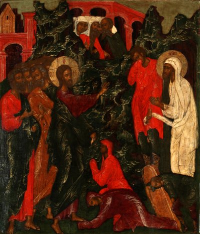 De Opwekking van Lazarus, 1660s door Anonymous Russian icon painter