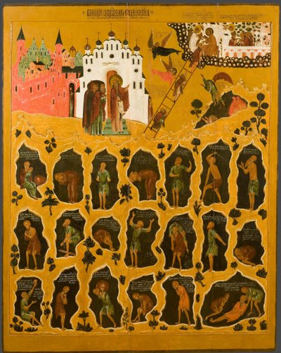 De Visie van Sint Johannes Climacus, 16e eeuw door Anonymous Russian icon painter