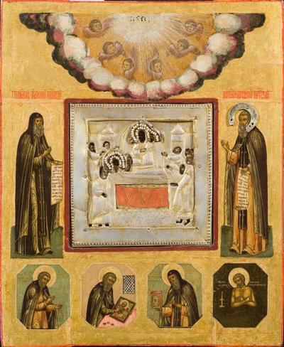 Eerbiedwaardige Antonius en Theodosius van de Grotten, 17e eeuw door Anonymous Russian icon painter