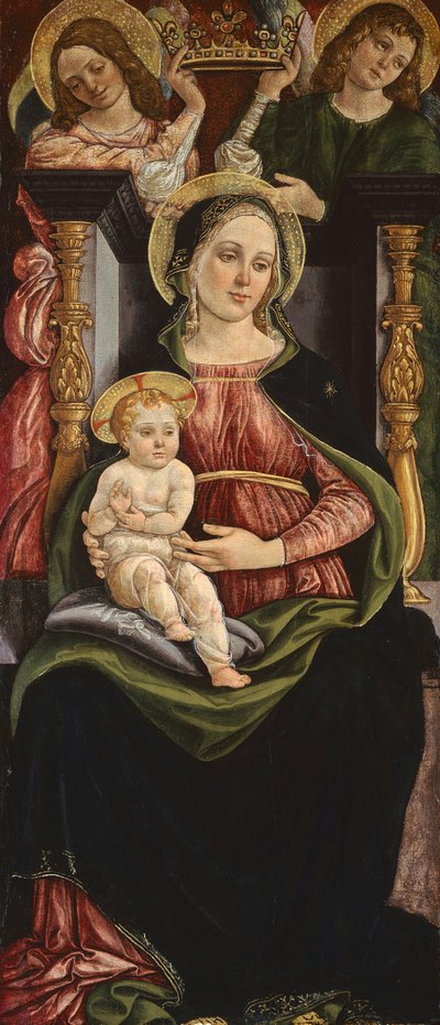 Maagd en Kind op de Troon met Twee Engelen die een Kroon Vasthouden, 1505-1515 door Ansano Ciampanti