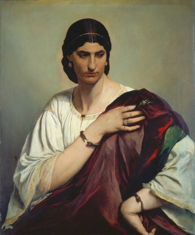 Halflang Portret van een Romeinse Vrouw door Anselm Feuerbach