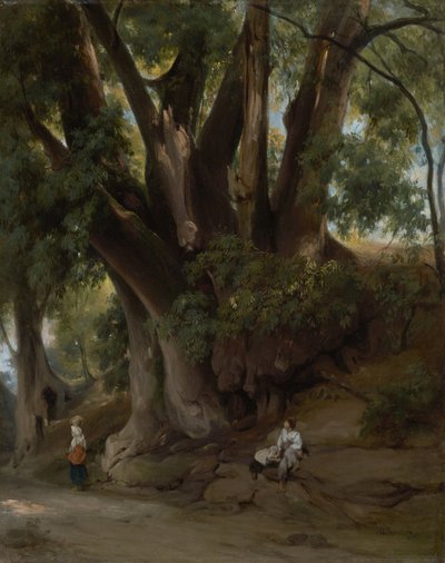 Italiaans boomlandschap (weg bij Albano) door Anselm Feuerbach
