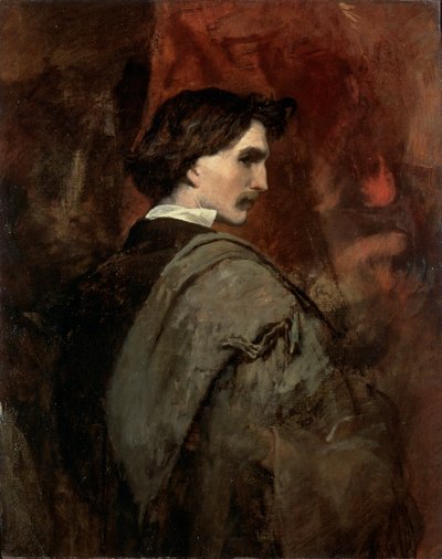 Zelfportret, c1854-c1858 door Anselm Friedrich Feuerbach