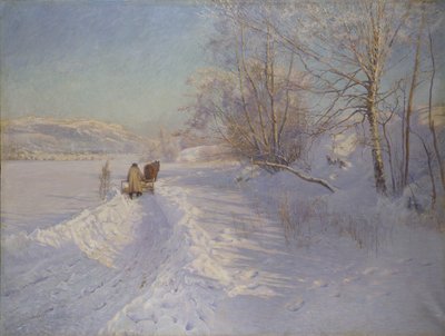 Een winterochtend na een sneeuwval in Dalarna door Anshelm Schultzberg