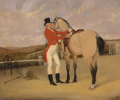 James Taylor Wray van de Bedale Hunt met zijn Donkere Jager door Anson Ambrose Martin