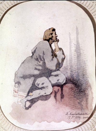 Portret van Frederic Chopin (1810-1849), Poolse componist. Aquarel door Kwiatkowski. door Antar Teofil Kwiatowski