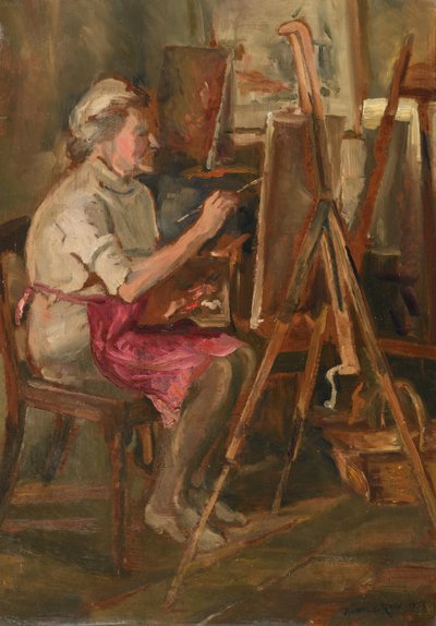 Kunstenaar aan het werk in Cor Visser